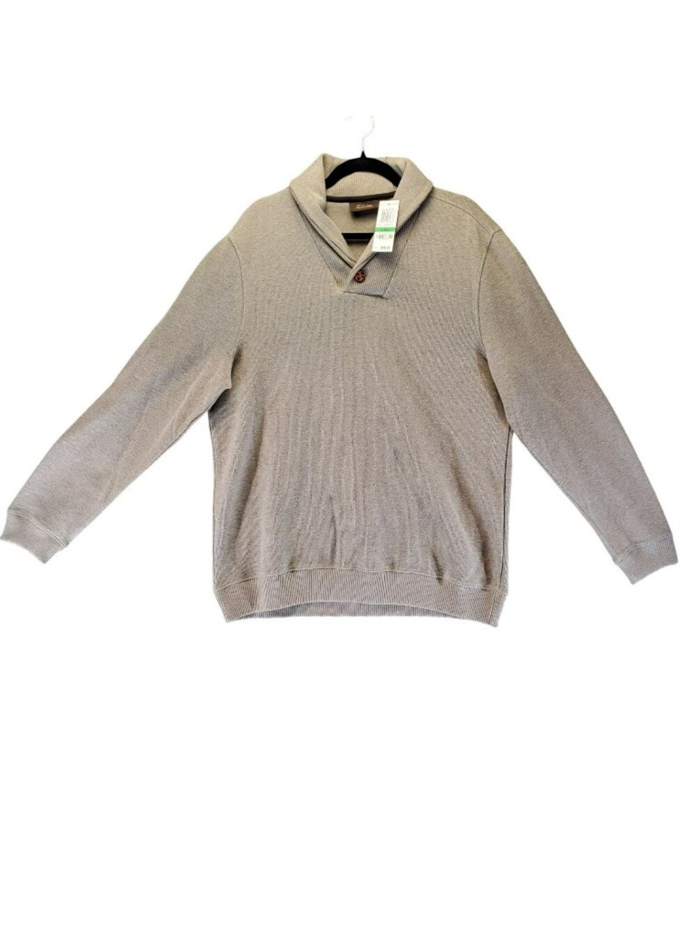 Tasso Elba Sweater Mens Large Mocha Brown French Rib Shawl Collar *NWT*